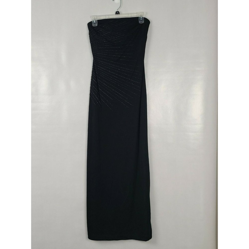 EXPRESS Black Strapless Glitter Detail Maxi Dress